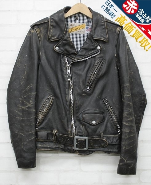 2J3318/ショット per70 vintage riders Schott レザーライダース ヴィンテージ加工 S