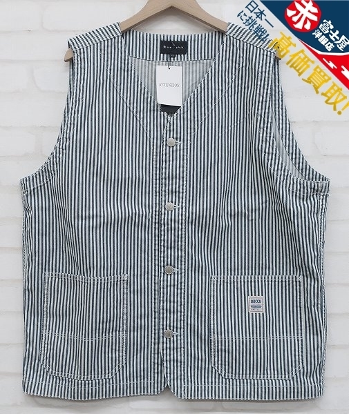 5T4223/未使用品 BUCCA44 ヒッコリーワークベスト ブッカフォーティーフォー